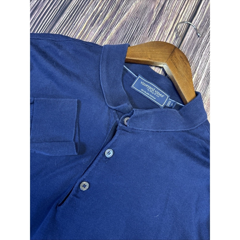 Vineyard Vines By Shep & Ian Blue Pullover Long Sleeve Casual Polo Men's L Shirt